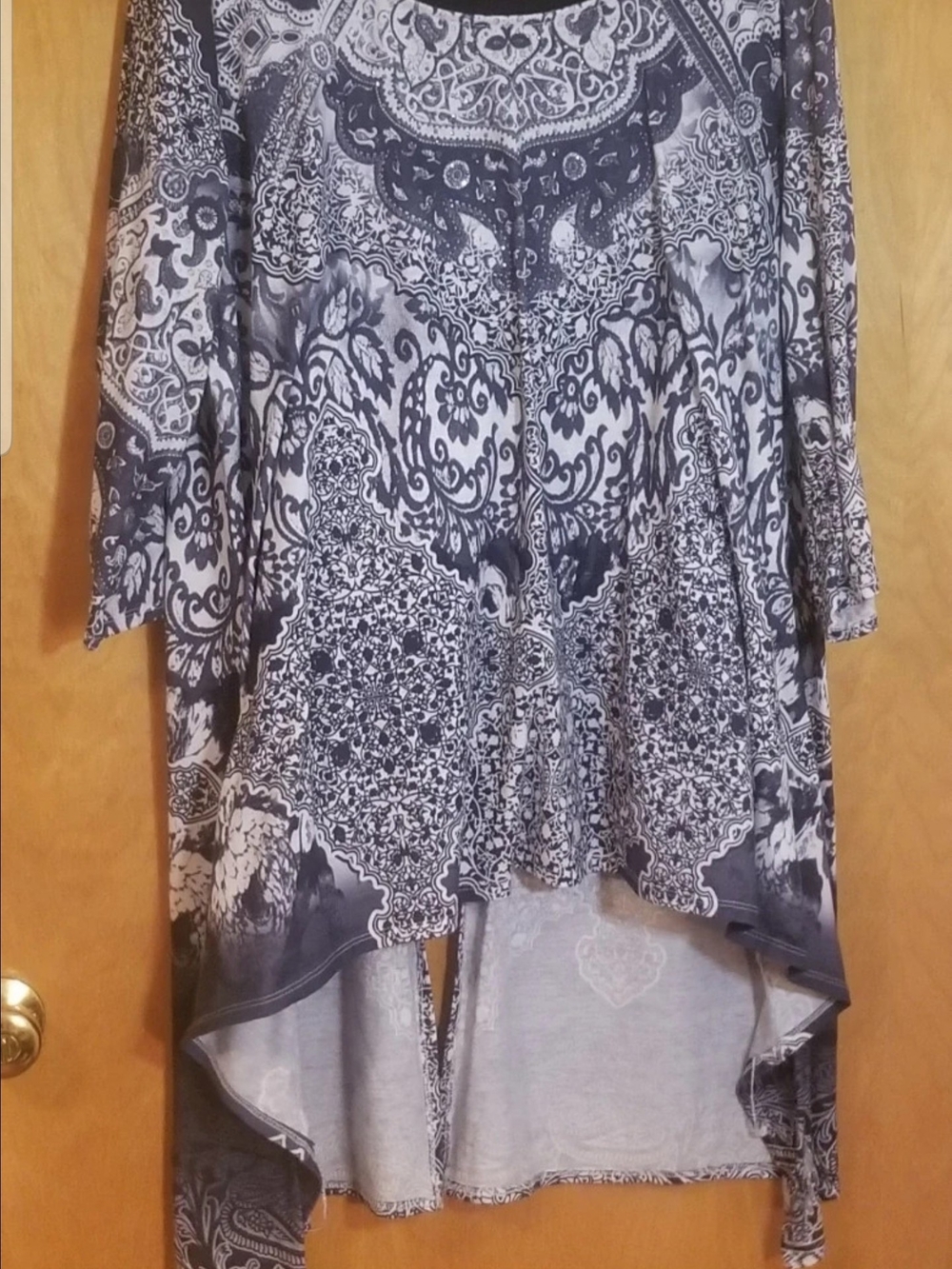 One World 3/4 Sleeved High Low Tunic Spirit Tail Open Back Type Womens Size 3XL